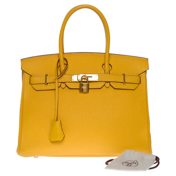HERMES Amazing & Bright Birkin 30 handbag in Yellow Togo leather, GHW