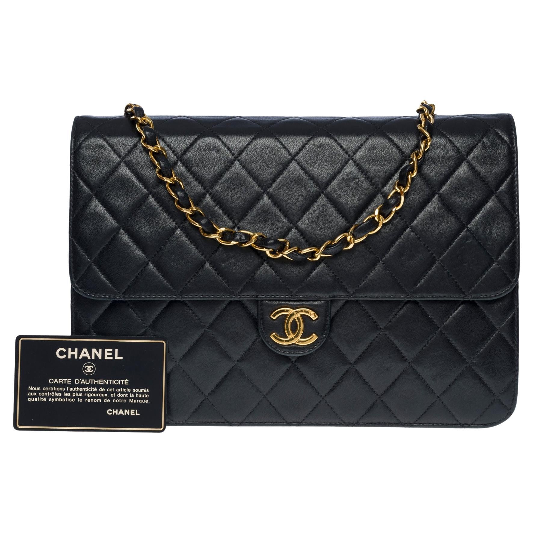Vintage Chanel 2.55 10.6inch Wide Medium Large Double Flap Black