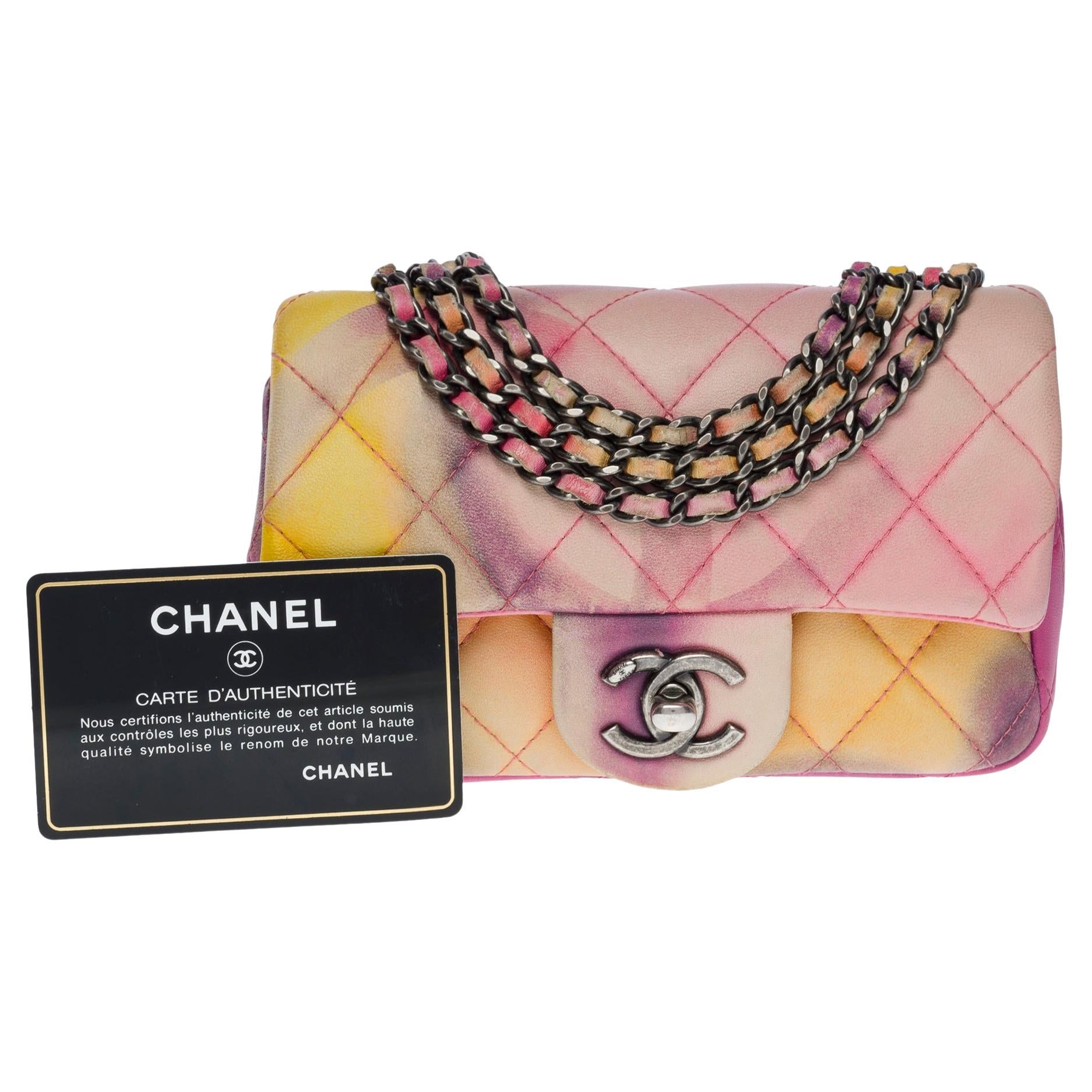 Chanel Classic Beige Multicolor Quilted Canvas Flower Art Print Single Flap  Shou Auction