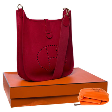 HERMES Gorgeous Evelyne 33 [GM] shoulder bag in Red Casaque Togo leather, GHW