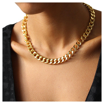 Vintage 1980s Chain Necklace - 18 Carat Gold Plated Vintage Deadstock