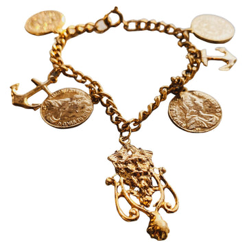 Vintage 1980s Charm Bracelet - 18 Carat Gold Plated Vintage Deadstock