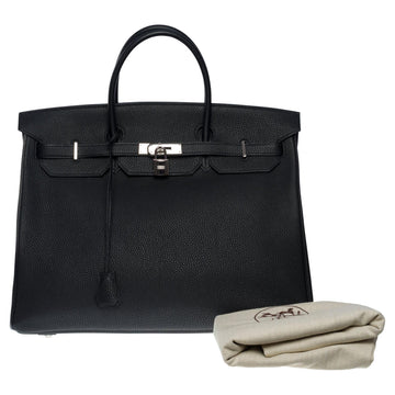 HERMES Stunning Birkin 40cm handbag in Black Togo leather, SHW