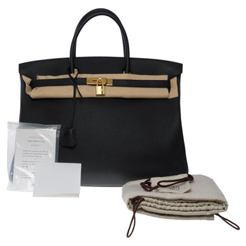 HERMES Stunning Birkin 40cm handbag in Black Togo leather, GHW