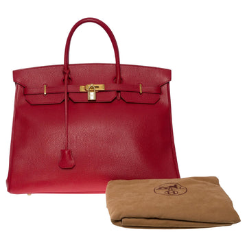 HERMES Rare & Collector Birkin 40cm handbag in Red Vache Ardennes leather, GHW
