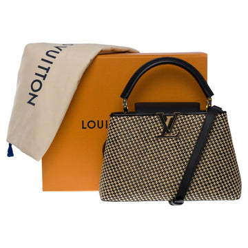 LOUIS VUITTON Limited Edition Capucines MM handbag strap in braided Raffia, GHW