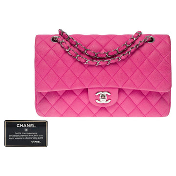 CHANEL Timeless double flap shoulder bag in Pink caviar quilted leather, SHW