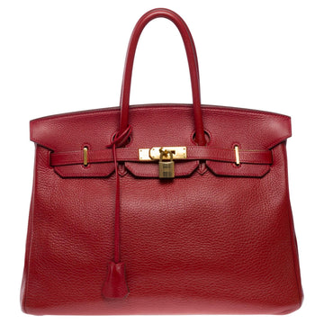 HERMES Stunning Birkin 35 handbag in Rouge Garance Togo leather, GHW