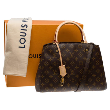 LOUIS VUITTON New Montaigne MM handbag strap in brown monogram canvas, GHW