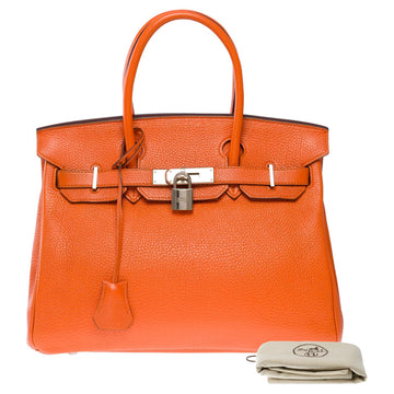 HERMES Amazing & Bright Birkin 30 handbag in Orange H Togo leather, SHW