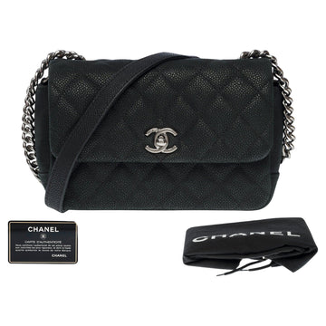 CHANEL Amazing Timeless Mini flap shoulder bag in Black Caviar leather, SHW