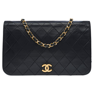 CHANEL Classic Full Flap shoulder bag in black quilted lambskin leather, GHW