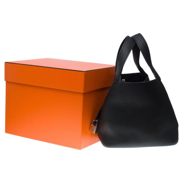 HERMES Gorgeous Picotin Lock 18 in Black Taurillon Clemence leather , SHW