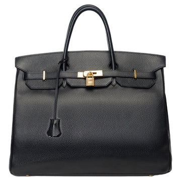 HERMES Classy Birkin 40cm handbag in Black Vache Ardennes Calf leather, GHW