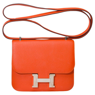 HERMES Amazing Constance Mini 18 shoulder bag in Orange Feu Epsom leather, SHW