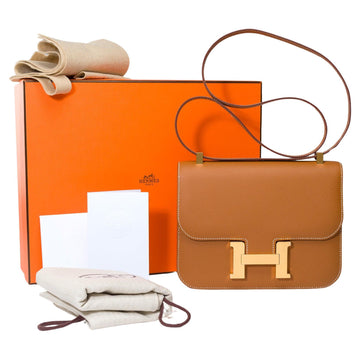 HERMES Brand New Constance 23 shoulder bag in Gold Epsom leather , GHW