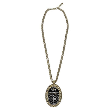 CHANEL Black Rhinestone Egyptian Scarab Necklace