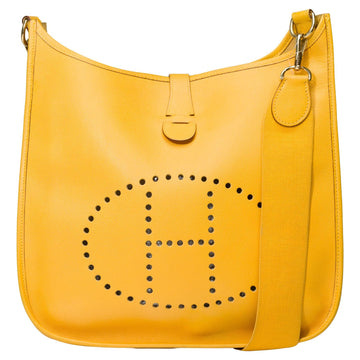 HERMES Evelyne 33 [GM] shoulder bag in Yellow Gold Courchevel leather, GHW