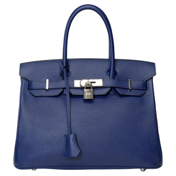 HERMES Stunning Birkin 30 handbag in Blue Sapphire Epsom leather, SHW