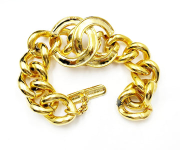 CHANEL Vintage Gold Plated CC Chunky Chain Bracelet