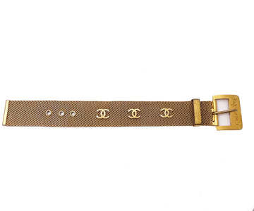 CHANEL Rare Vintage Gold Plated CC Mesh Belt Bracelet