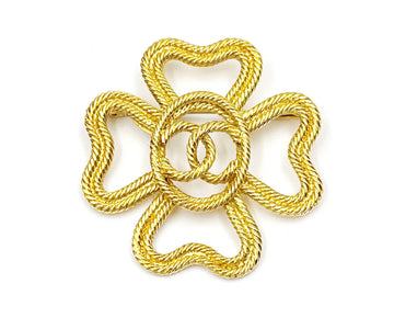 CHANEL Vintage Gold Plated Rope Cross CC Brooch