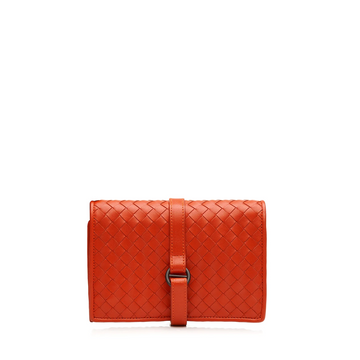 BOTTEGA VENETA Red Intrecciato Leather Wallet