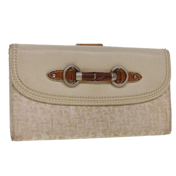 CHRISTIAN DIOR Trotter Canvas Long Wallet Beige 02-LU-0067 Auth yb069