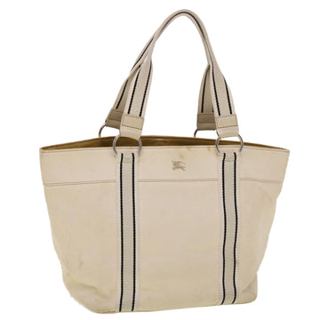 BURBERRY Tote Bag Canvas White Auth yb124