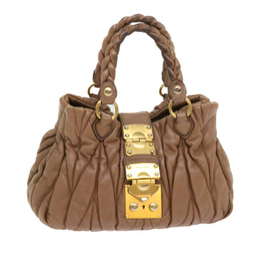 MIU MIU Hand Bag Leather Brown Auth yb165