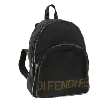FENDI Backpack Nylon Black Brown Auth yb325