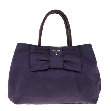 PRADA Ribbon Hand Bag Nylon Purple Auth yk6408