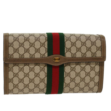 GUCCI GG Canvas Web Sherry Line Clutch Bag Beige Red Green 89.01.007 Auth yk7743