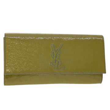 SAINT LAURENT Clutch Bag Patent leather Green 179248 Auth yk7790