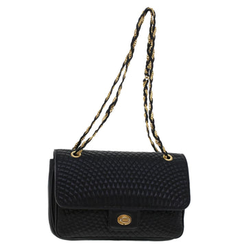 BALLY Quilted Chain Shoulder Bag Leather Black Auth yk7842B
