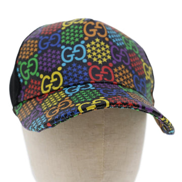 GUCCI GG Psychedelic Cap PVC Leather M 58 Multicolor Black 517074 Auth yk7867