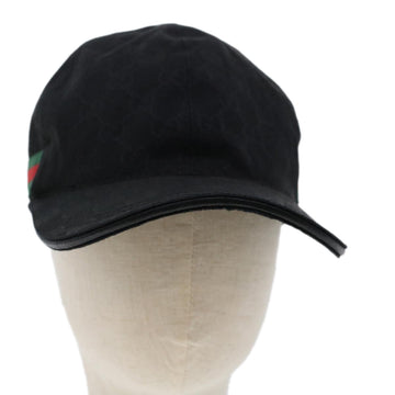 GUCCI GG Canvas Web Sherry Line Cap XL 60 Black Red Green 200035 Auth yk7873