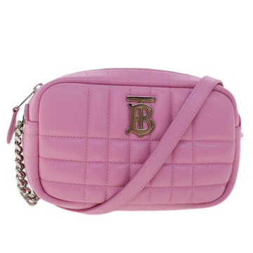 BURBERRY LOLA Quilted Chain Camera Shoulder Bag Leather Pink Auth yk7876