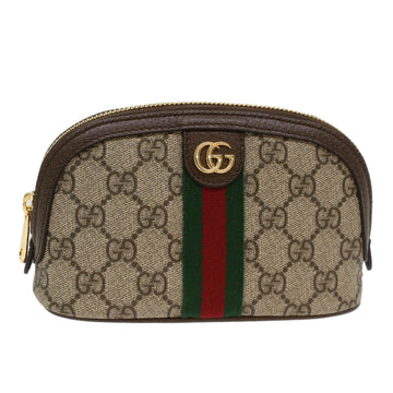GUCCI GG Canvas Web Sherry Line Ophidia Cosmetic Pouch PVC Leather Auth yk7912