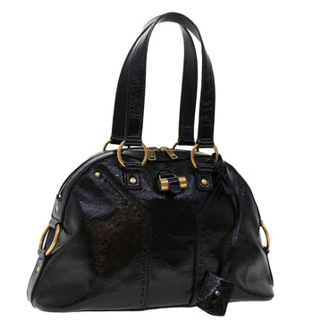 SAINT LAURENT Muse Shoulder Bag Patent Leather Black Auth yk7918
