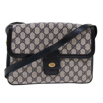 GUCCI GG Canvas Shoulder Bag PVC Leather Navy Auth yk7925
