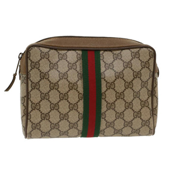 GUCCI GG Canvas Web Sherry Line Clutch Bag Beige Red Green 39.01.012 Auth yk7950