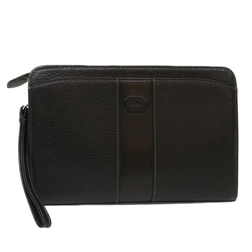 BURBERRY Clutch Bag Leather Black Auth yk8023