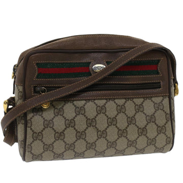 GUCCI GG Canvas Web Sherry Line Shoulder Bag Beige Red Green Auth yk8226