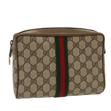 GUCCI GG Canvas Web Sherry Line Clutch Bag Beige Red Green 56.01.012 Auth yk8241