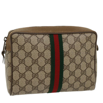 GUCCI GG Canvas Web Sherry Line Clutch Bag Beige Red Green 89 01 012 Auth yk8427