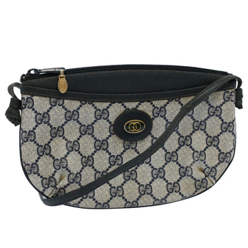 GUCCI GG Canvas Shoulder Bag PVC Leather Gray Navy 904.02.020 Auth yk8603