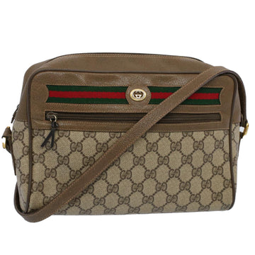 GUCCI GG Canvas Web Sherry Line Shoulder Bag Beige Red 56 02 088 Auth yk8641