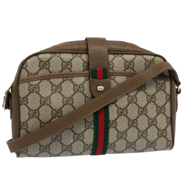 GUCCI GG Canvas Web Sherry Line Shoulder Bag Beige Red 116 02 055 Auth yk8699