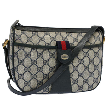 GUCCI GG Canvas Sherry Line Shoulder Bag Gray Red Navy 89 02 032 Auth yk8710